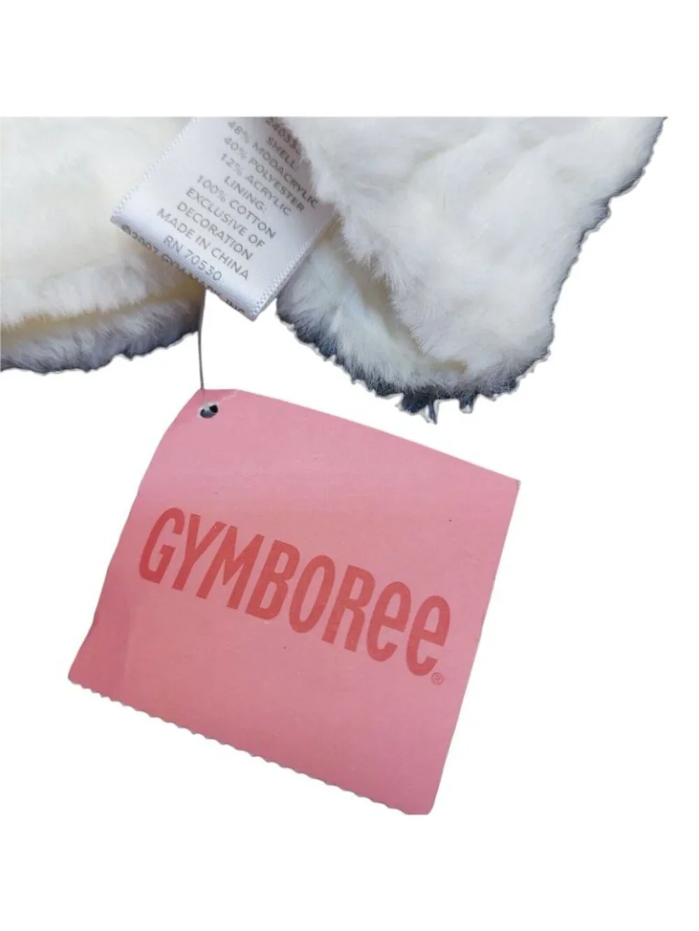 Gymboree Animal Party size 0-12 months Cream White Pink Paw Mittens Furry NWT